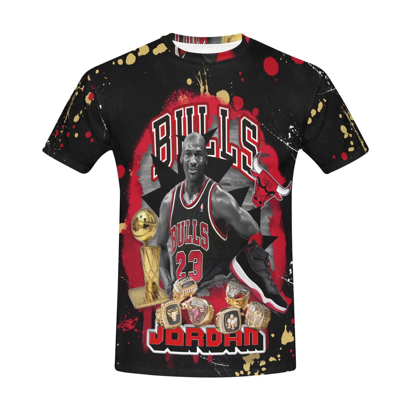 Bulls All Over Tee Black Men's All Over Print Crew Neck T-Shirt (Model T40-2)