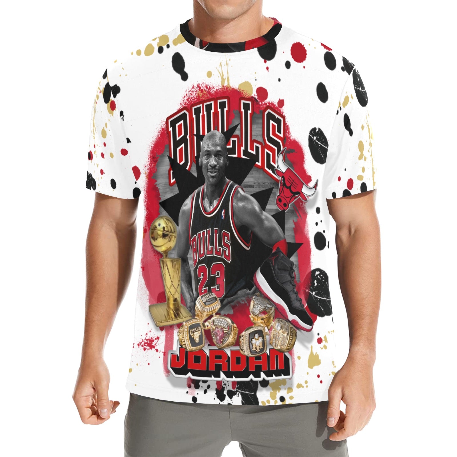 Bulls All Over Tee Men's All Over Print Crew Neck T-Shirt (Model T40-2)